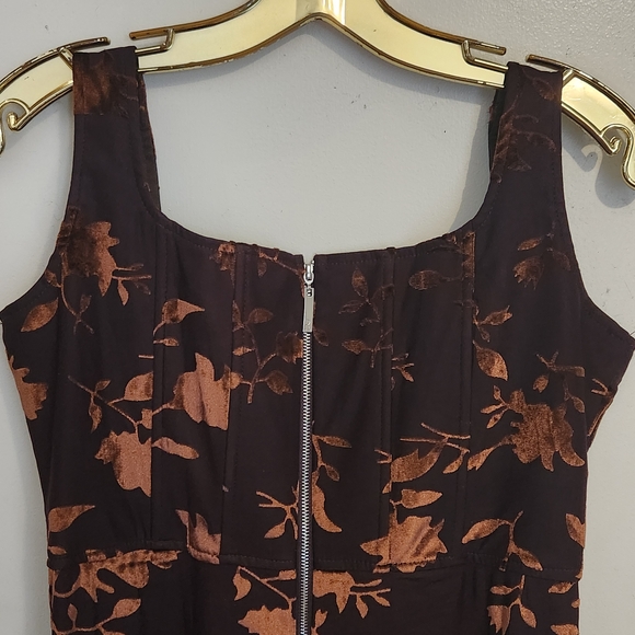 Rare London Black and Brown Floral Midi Dress - Picture 6 of 14